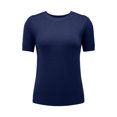 thumbnail image 4 of Womens Tops Round Neck Short Sleeved Loose T Shirt With Knit Bottom Knitting Cotton Fabric Soft Comfortable Easy To Match With Jeans Leggings Xl Sweaters For Women, 4 of 9