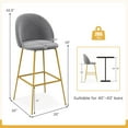 thumbnail image 4 of Vicamelia Set of 2 Bar Stools, 29” Velvet Upholstered Bar Height Chairs with Back and Footrests, Gray, 4 of 7
