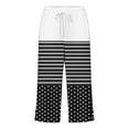thumbnail image 4 of Zysthvn Casual Women's Capri Pants Straight Leg Polka Dot Striped Summer Womens Cropped Pants Button Drawstring with Pockets Loose, 4 of 5