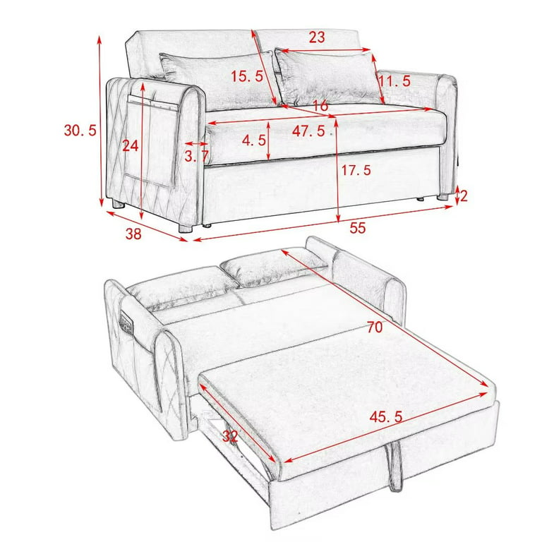 Convertible Sleeper Sofa With Pull Out