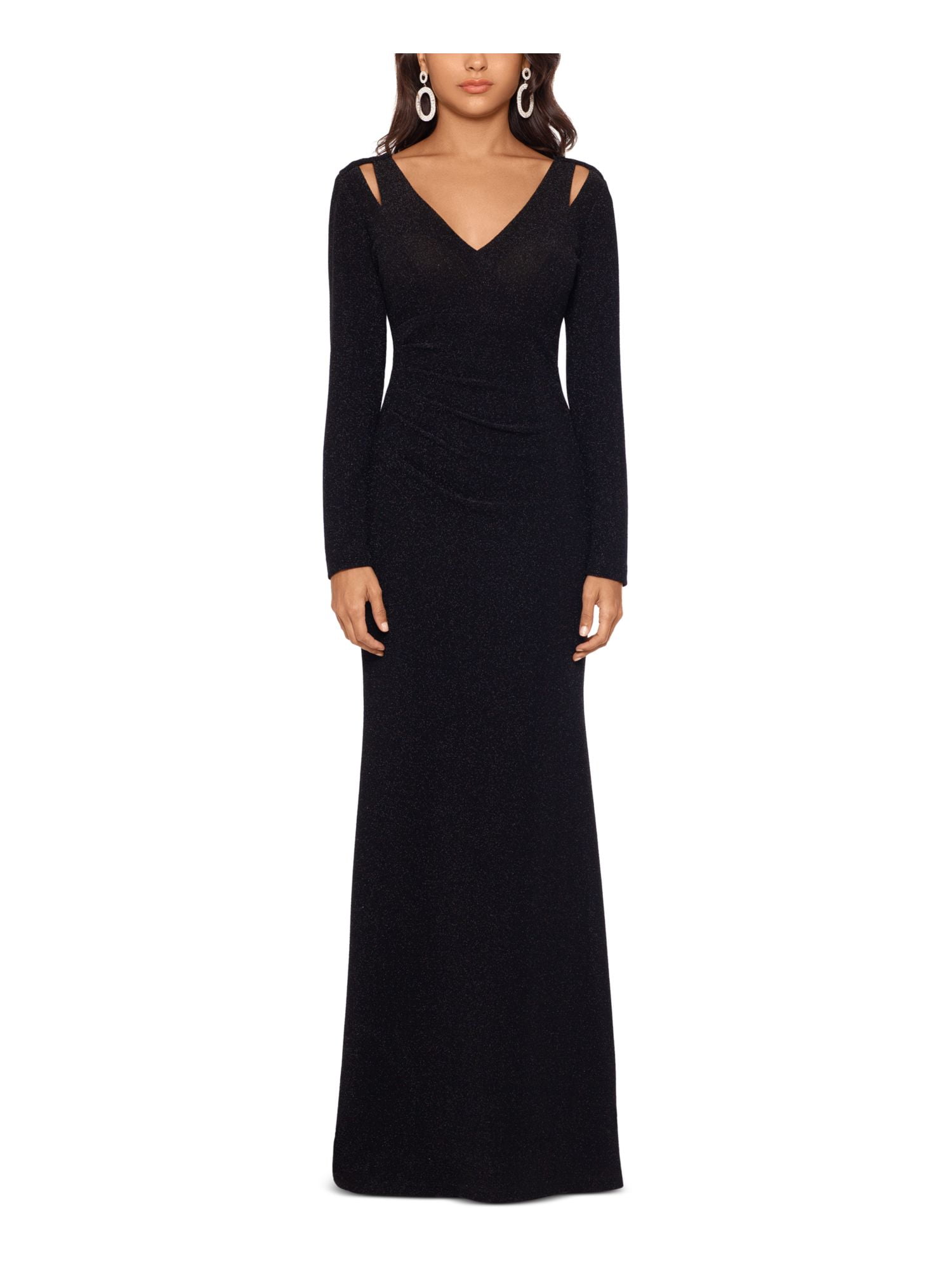 xscape dresses black long sleeve