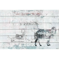 "Snow Ram" Painting Print on White Wood