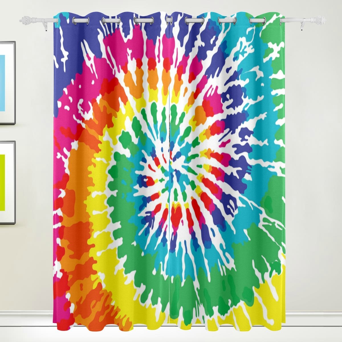 POPCreation Tie Dye Window Curtain Blackout Curtains Darkening Thermal