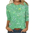thumbnail image 2 of FcBaudy Hauts pour Femmes, Blouses et Chemises à Manches Longues et Col Rond, T-Shirts Imprimés Mode pour Femmes, Blouse à Manches 3/4 Col Rond Décontractée, 2 of 3
