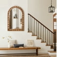 thumbnail image 4 of LuxenHome Natural Wood Frame Arch Rectangle Wall Mirror, 35.4” Tall Rustic Home Decor, 4 of 10
