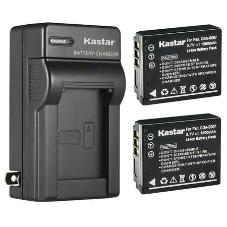 Kastar 2-Pack Battery and AC Wall Charger Replacement For Panasonic Lumix DMC-TZ1S Lumix DMC-TZ2 Lumix DMC-TZ2A Lumix DMC-TZ2K Lumix DMC-TZ2S Lumix DMC-TZ3 Lumix DMC-TZ3A Lumix DMC-TZ3K Cameras