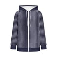 thumbnail image 6 of Kinrui Womens Zip Up Striped Hoodies Casual Long Sleeve Thin Fleece Lined Sweatshirts Fall Winter Track Jackets with Pockets 2XL, 6 of 6
