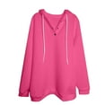thumbnail image 4 of kamemir Waffle Cable Knit Hoodie Sweaters Loose Fit Buttons Plain Pullover Hooded Sweatshirts Plus Size Tops(Hot Pink,S), 4 of 5