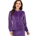 thumbnail image 4 of LELINTA Women's Velour Tracksuits Hoodie Running Jogger Shirt, Plus Size S-2XL (Only Top), 4 of 6