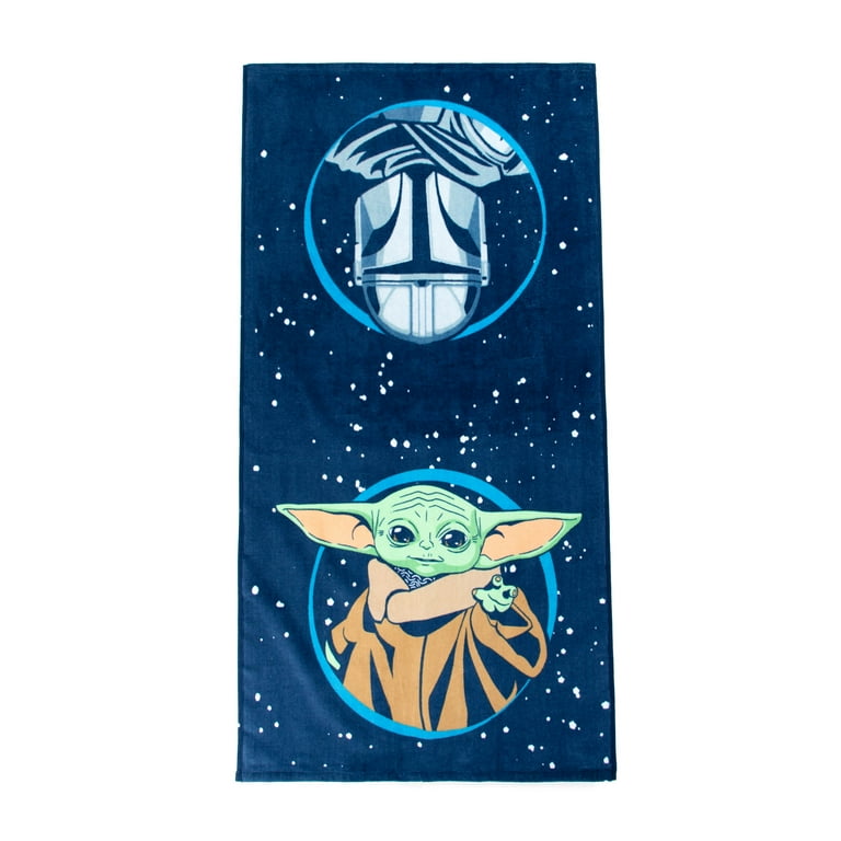 Baby Yoda Kids Cotton Piece Towel and Washcloth Set, Blue, Star