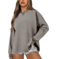 thumbnail image 2 of kamemir Sweatshirts for Women Plus SizeWomen's Oversized Sweatshirt Crew Neck Long Sleeve Casual Slit Pullover Top Fall 2024 Teen Girl Clothes(Grey,M), 2 of 6