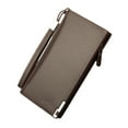 thumbnail image 1 of Qarigey Cartera larga de lujo para hombre, tarjetero de estilo Simple, monedero de Color sólido para hombre, bolso de moda con tres pliegues y Carteras Color café, 1 of 6