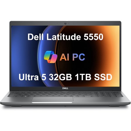 Dell Latitude 5550 Business Laptop (15.6" FHD Anti-Glare, Intel 12-Core Ultra 5 125U (Beat i7-1355U), 32GB DDR5 RAM, 1TB SSD) Backlit, FHD RGB Webcam, Thunderbolt 4, Ethernet, Win 11 Pro, 2025 AI PC