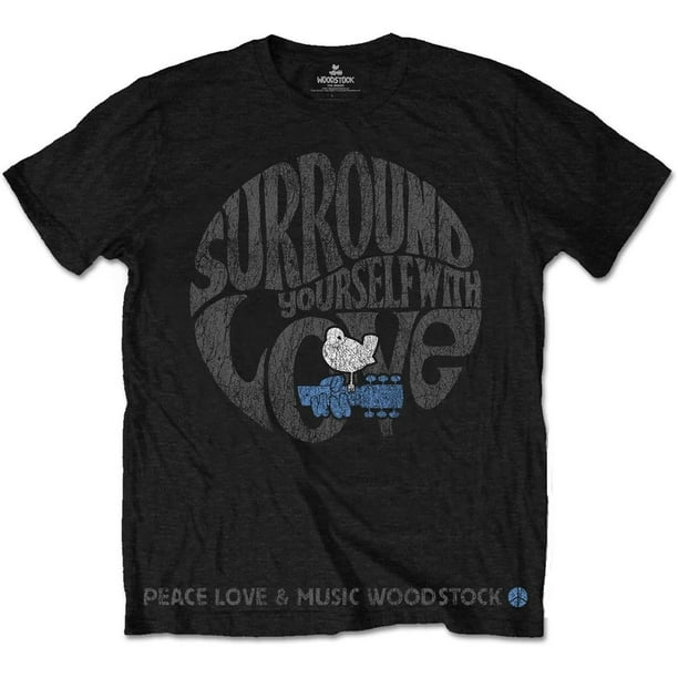 Woodstock - Camiseta Surround Yourself de Algodón para Adultos Unisex (Negro)