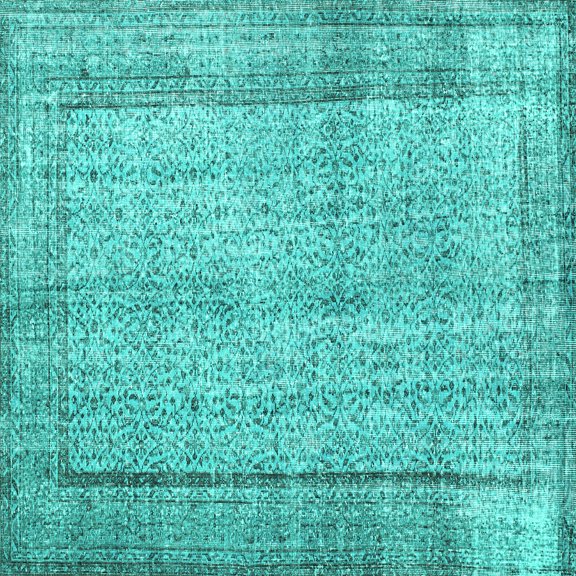Ahgly Company Indoor Square Persian Turquoise Blue Traditional Area Rugs, 7' Square