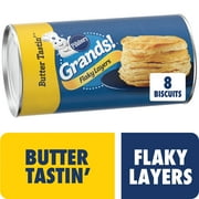 Pillsbury Grands! Flaky Layers Butter Tastin' Refrigerated Biscuit Dough, 8 Count, 16.3 oz