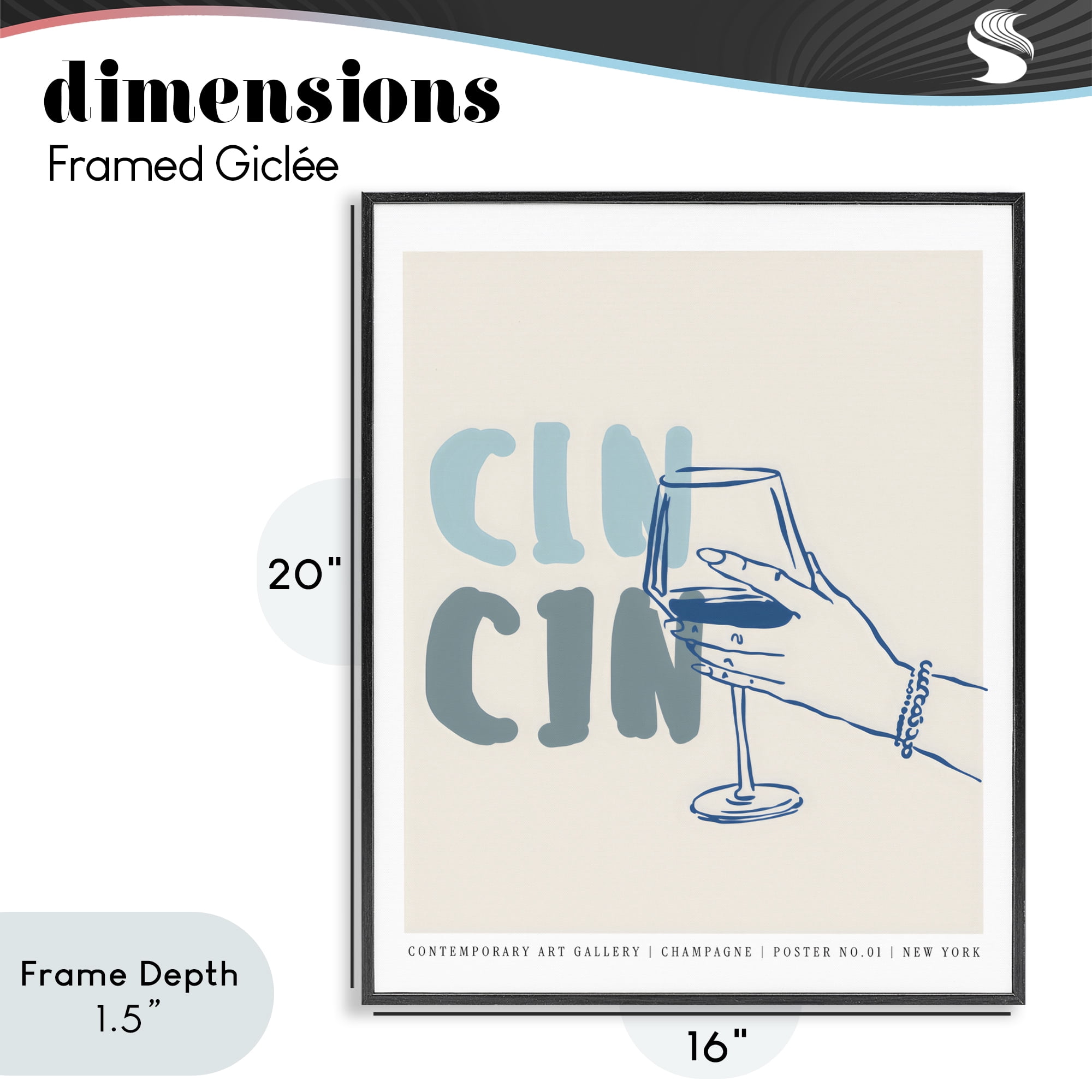 Stupell Industries Cin Cin Blue Champagne Toast Black Framed Giclee Art, design by The Prints Vibe