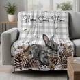 thumbnail image 2 of Rabbits Pine Cone Blanket Soft Cozy Warm Twin Blanket for Bed, Plush Fuzzy Flannel Fleece Blankets for Sofa, Sweet Home Texture Grey Plaid Farmhouse Throw Blankets for Couch, Gifts for Men, 60"x80", 2 of 9