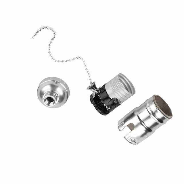 Base de Tornillo para lámpara de Mesa de Escritorio, Con Cadena de Traccio de Aluminio, Vintage E27, Ideal para Dormitorios, Cocinas y Bares, Aluminio