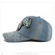 thumbnail image 4 of Gorra de béisbol de mezclilla de algodón con lazo de strass para mujer, 4 of 5
