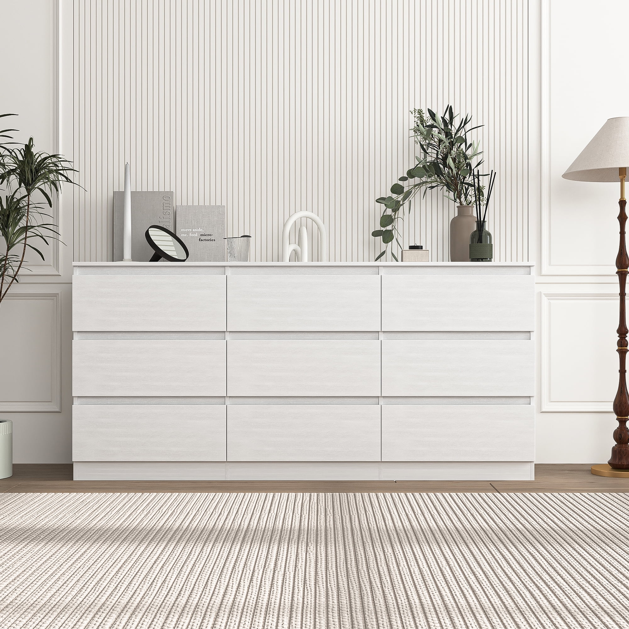 Kadyn White Dresser for Bedroom, 9 Chest of Drawers, Wooden Dressers for Bedroom, Living Room,Hallway Kadyn White Dresser for Bedroom, 9 Chest of Drawers, Wooden Dressers for Bedroom, Living Room,Hallway