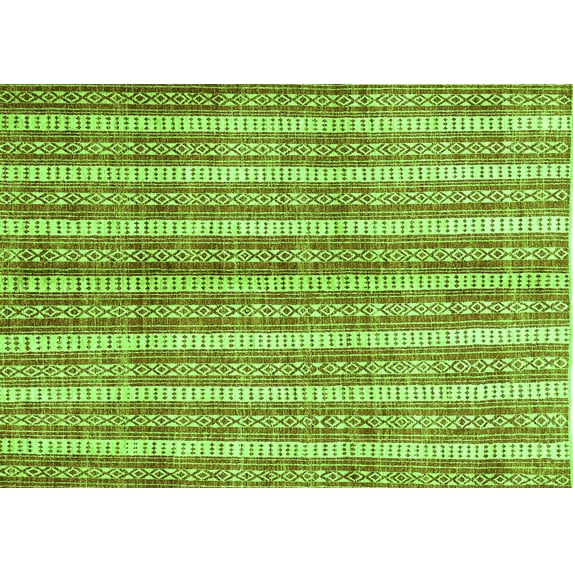 Ahgly Company Indoor Rectangle Abstract Green Contemporary Area Rugs, 2' x 5'