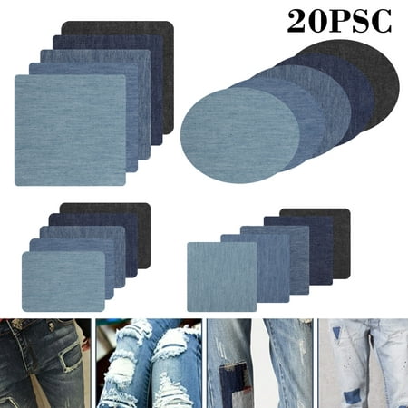 TSV Iron On Denim Patches for Clothing Jeans 20PCS, 4 Colors (4.9