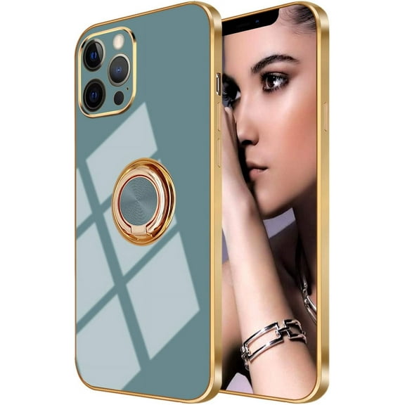 Compatible with iPhone 12 Case and iPhone 12 Pro Case 6.1 inch 360°Degree Rotation Ring Holder Kickstand Support Car Mount Shockproof Soft TPU Cover Cases Designed for iPhone 12/12 Pro