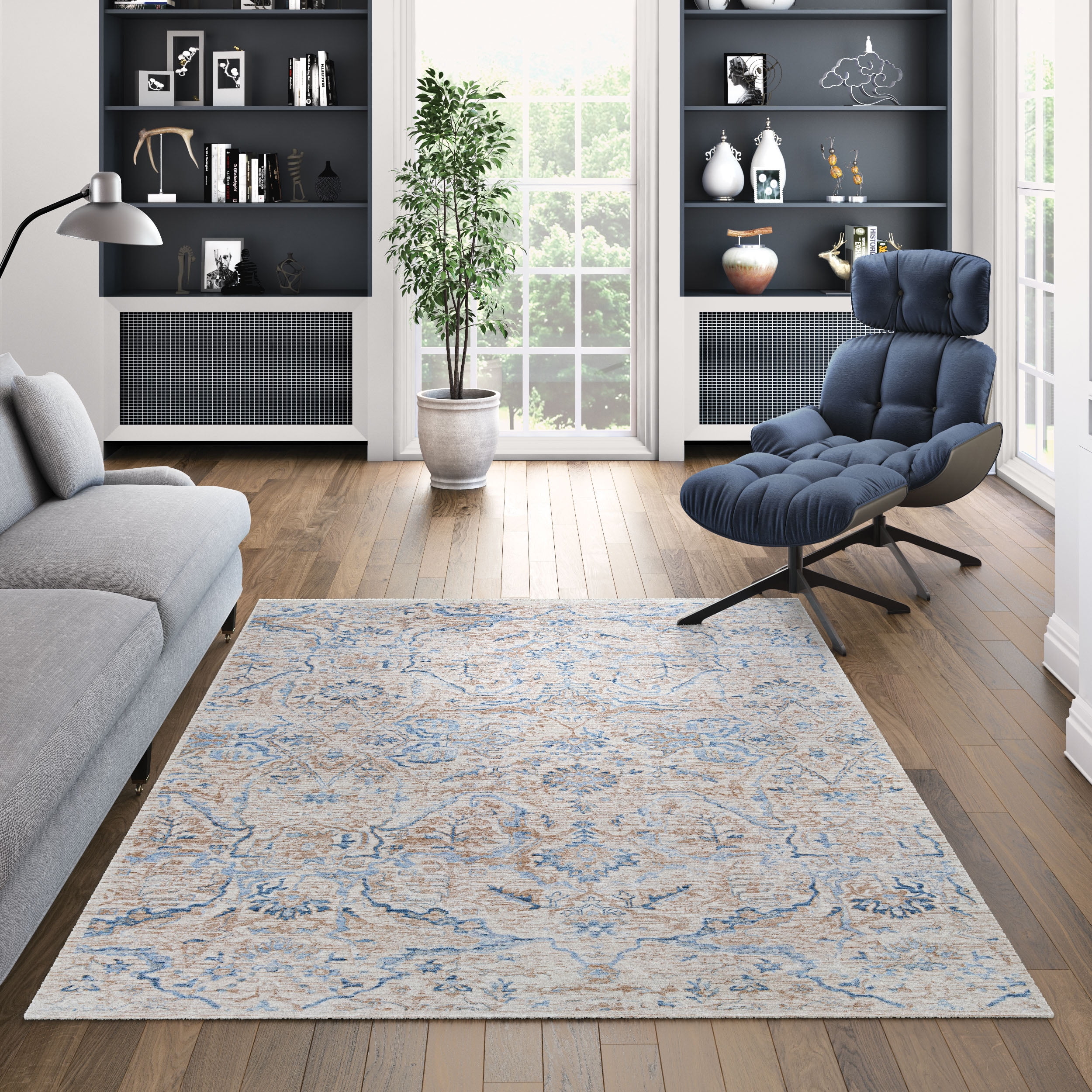 Couristan Couture Ballerine Area Rug, 2'2" x 8'11" Runner, Burnished Gold-Denim