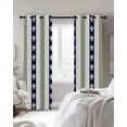 thumbnail image 3 of Coastal Turtle Blackout Curtains, Light Blocking Print Window Curtains, Sage Green Stripe Navy White Ocean Thermal Insulated Window Drapes for Living Room Kitchen Cafe 2 Panels, 84"W x 84"L, 3 of 9