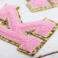 thumbnail image 5 of 3 Pack Chenille Iron On Glitter Varsity Letter "K" Patches - Pink Chenille Fabric With Gold Glitter Trim - Sew or Iron on - 5.5 cm Tall, 5 of 8