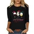 thumbnail image 3 of Wiyuqeen Women's Christmas Printed T-Shirt 3/4 Sleeve Crewneck Holiday Party Top Cute Xmas Graphic Tee Plus Size Red Wine Glass Tops, 3 of 7