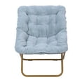 thumbnail image 5 of Emma + Oliver Oversized Faux Fur Folding Saucer Chair for Dorm, Bedroom, Dusty Aqua Faux Fur/Soft Gold Frame, 5 of 13