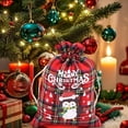thumbnail image 6 of 1 PC Cotton Medium Christmas Drawstring Candy Treat Bag Buffalo Plaid Christmas Fabric Goody Gift Pouch Reusable Gift Wrapping Bag Holiday Party Favors, 6 of 6