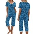 thumbnail image 2 of SwiftWear Women's Relaxed 2 Piece Summer Cheetah Print Pajamas Set V-neck Top with Vibrant Prints, Elastic Waist Capris (Functional Pockets) Sleepwear & Loungewear, 2 of 9