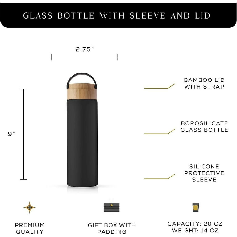 Yomious 20 Oz Borosilicate Glass Water Bottle with Bamboo Lid and Silicone  Sleeve – Reusable BPA Fre…See more Yomious 20 Oz Borosilicate Glass Water
