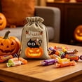 thumbnail image 6 of AZXY Halloween Drawstring Gift Bags Texture Pumpkin Print Candy Treat Pouches, Reusable Portable Multipurpose Goodie Sacks for Halloween Party Favors & Holiday Decor Storage, 6 of 7