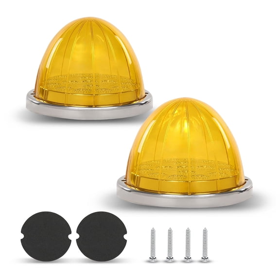 2PCS 17 LED Dual Function Watermelon Lights Amber Stop Turn Signal Marker Light