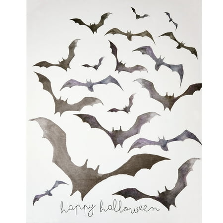 Spooky Bats Wall Art, Black & White, 27.5" x 9.75", Halloween by Way To Celebrate