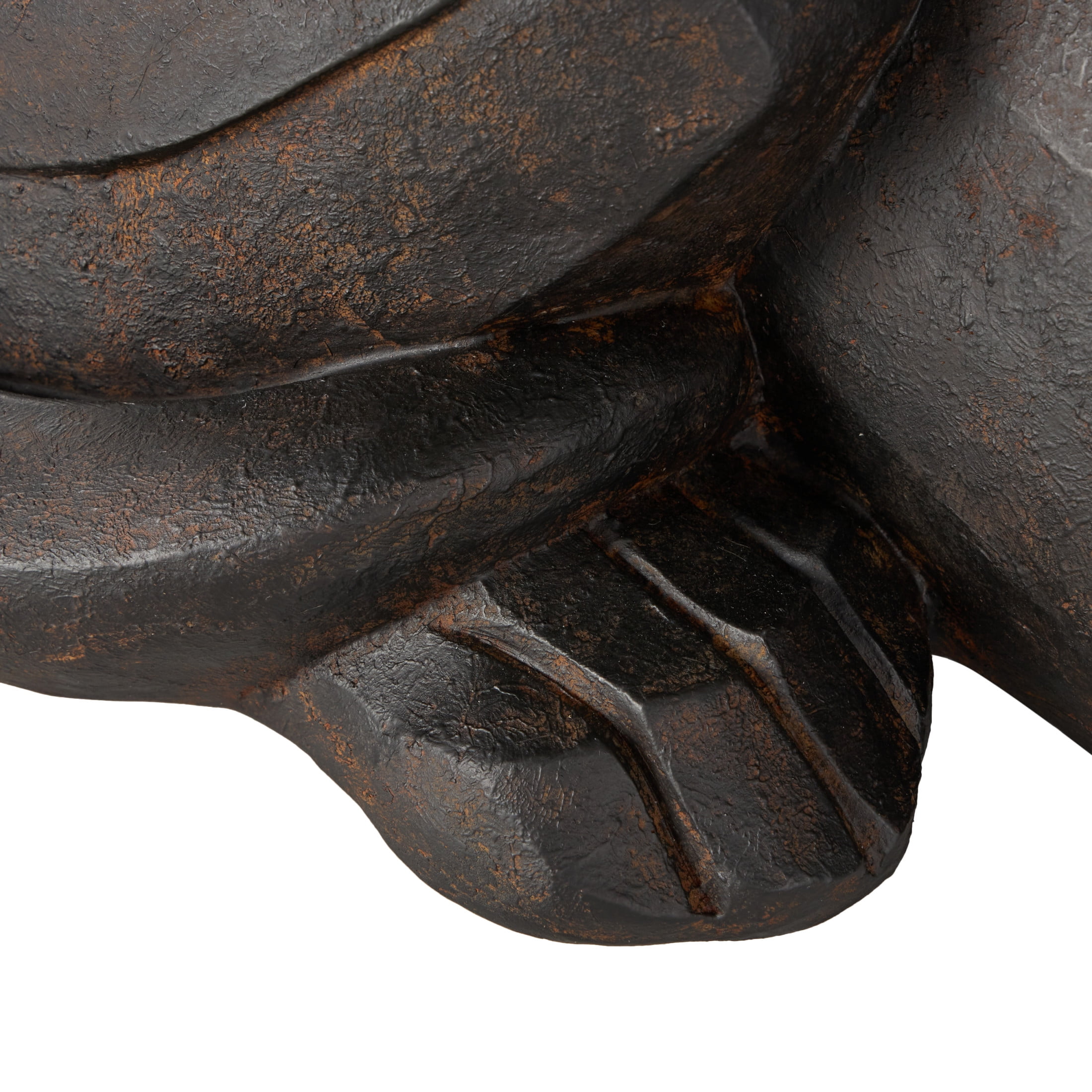 31" x 14" Black Resin Sitting Dog Sculpture with Copper Shadings, by DecMode