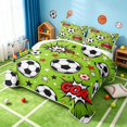 thumbnail image 3 of Manfei Football Sports Quilt Full, Goal Print Full Bedspread Sets, Lime Green Soccer, Colorful Gamepad Reversible 3 Pieces, 1 Coverlet and 2 Pillowcases, 3 of 7