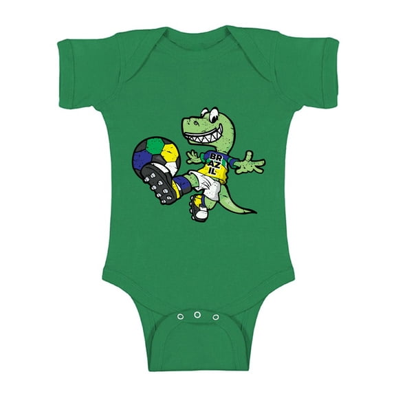 Awkward Styles Short Sleeve Dinosaur Football Baby Bodysuit Brazil Baby Bodysuit