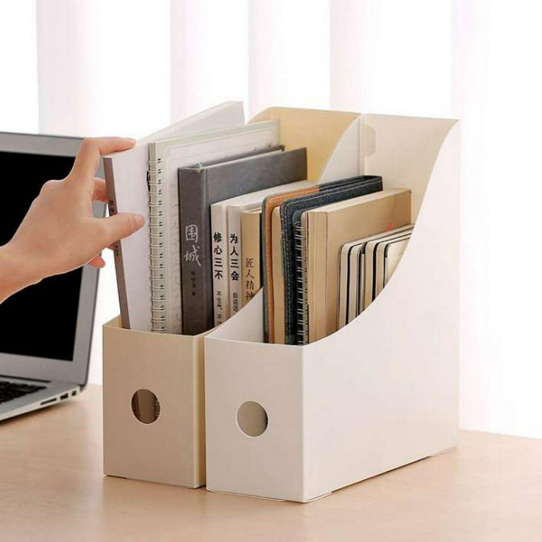 Ochine Magazine Storage Box Sturdy Desk File Organizer Solid Color Book  Boxes Set of 3