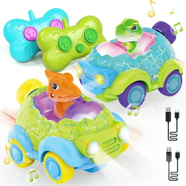 JBeeCtrl Remote Control Cars for Boys 3-6 Years 2-Pack Rechargeable Dinosaur RC Cars for Boy Toys 3-5 Remote Control Toys for 3 4 5 Year Old Birthday Christmas Gift for Boys Girls