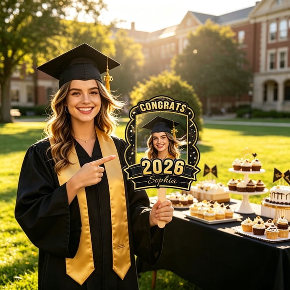 Graduation 2026 Custom Big Head Cutout Photo Face Class of 2026 Cardboard Cutout Senior Grad Party Photo Booth Prop Corrugated Decoration 11.8 Inch