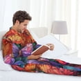 thumbnail image 5 of KLL Colorful Butterfly Cluster Sleepwear Mens Flannel Pajamas,Long Cotton Pj Set, 5 of 7