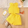 thumbnail image 4 of Xyant Toddler Baby Girl Clothes Knit Floral Fly Sleeve Tops Shorts Cute Summer Spring Outfits Infant Baby Girl Clothing Set (Yellow,4-5 Years), 4 of 7