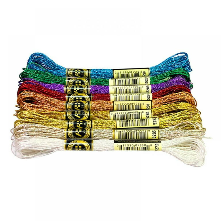 9 Pieces Metallic Embroidery Skein Threads Multi-Color Embroidery