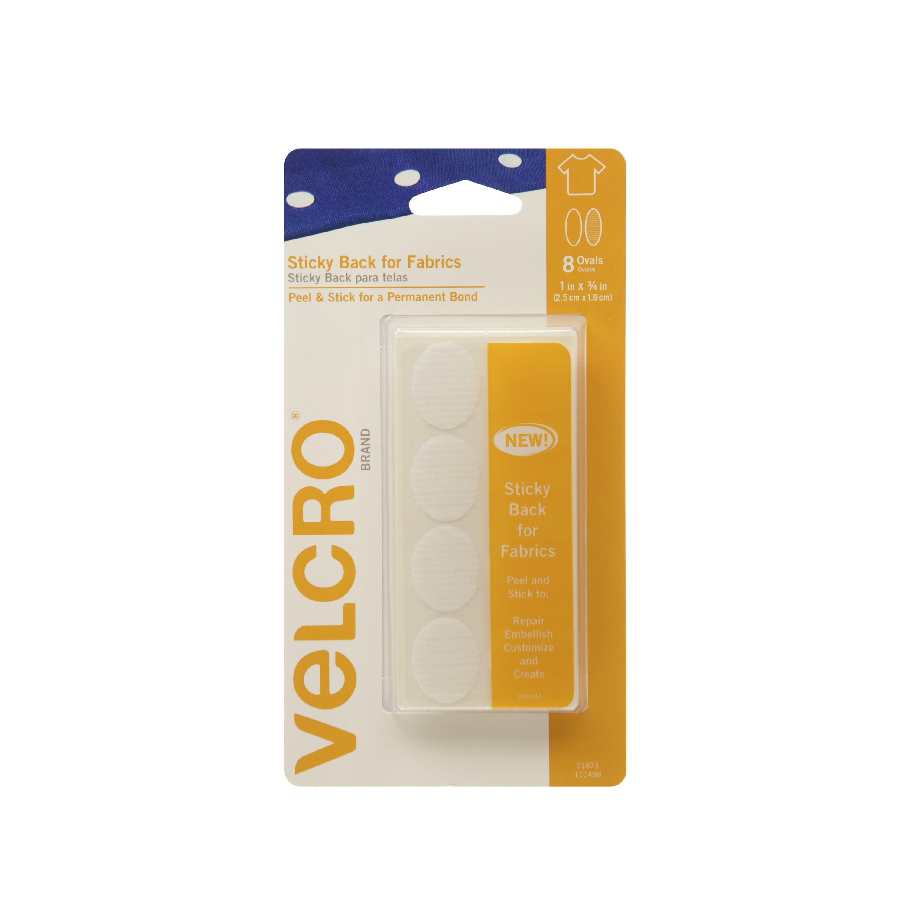 VELCRO Brand For Fabrics | Sew On Fabric Ovals for Alterations and Hemming | No Ironing or Gluing | Ideal Substitute for Snaps and Buttons | 1"x 3/4" White Ovals, 8 Count
