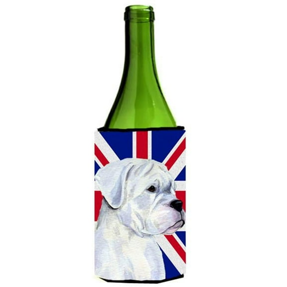 Boxer With English Union Jack British Flag Wine bottle sleeve Hugger - 24 Oz.